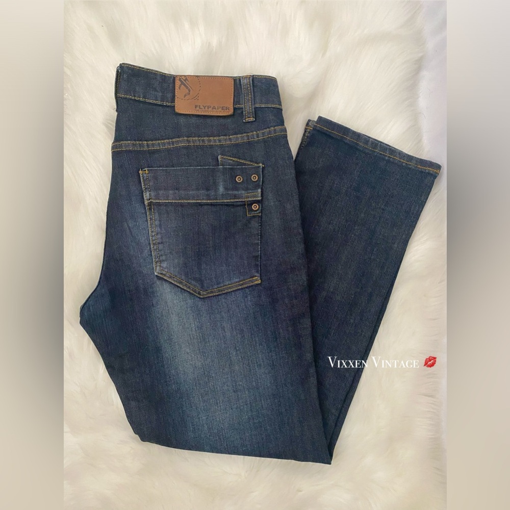FLYPAPER STUDDED 'MEN'S SKINNY JEANS' IN WHISKERED DARK WASH